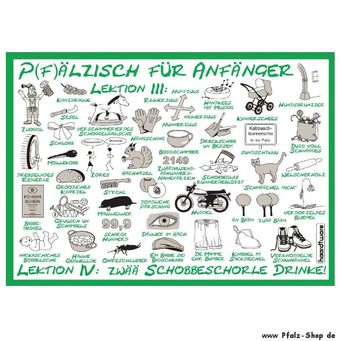 Postkarte Pfälzisch für Anfänger Lektion 3-4 grün